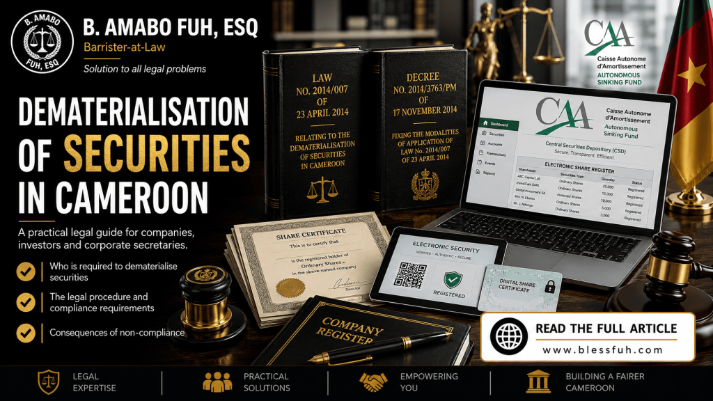 dematerialisation of securities in Cameroon